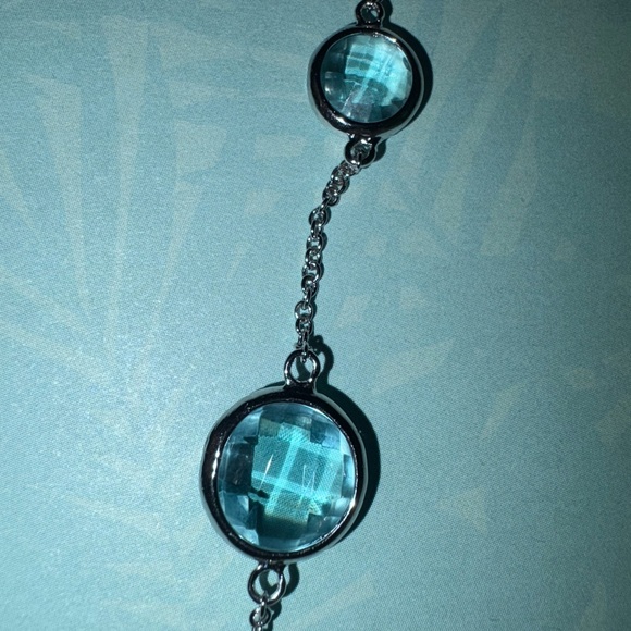 Vintage Sterling Silver 925  Blue Topaz Necklace 18 In 3 In Extender - Picture 5 of 6